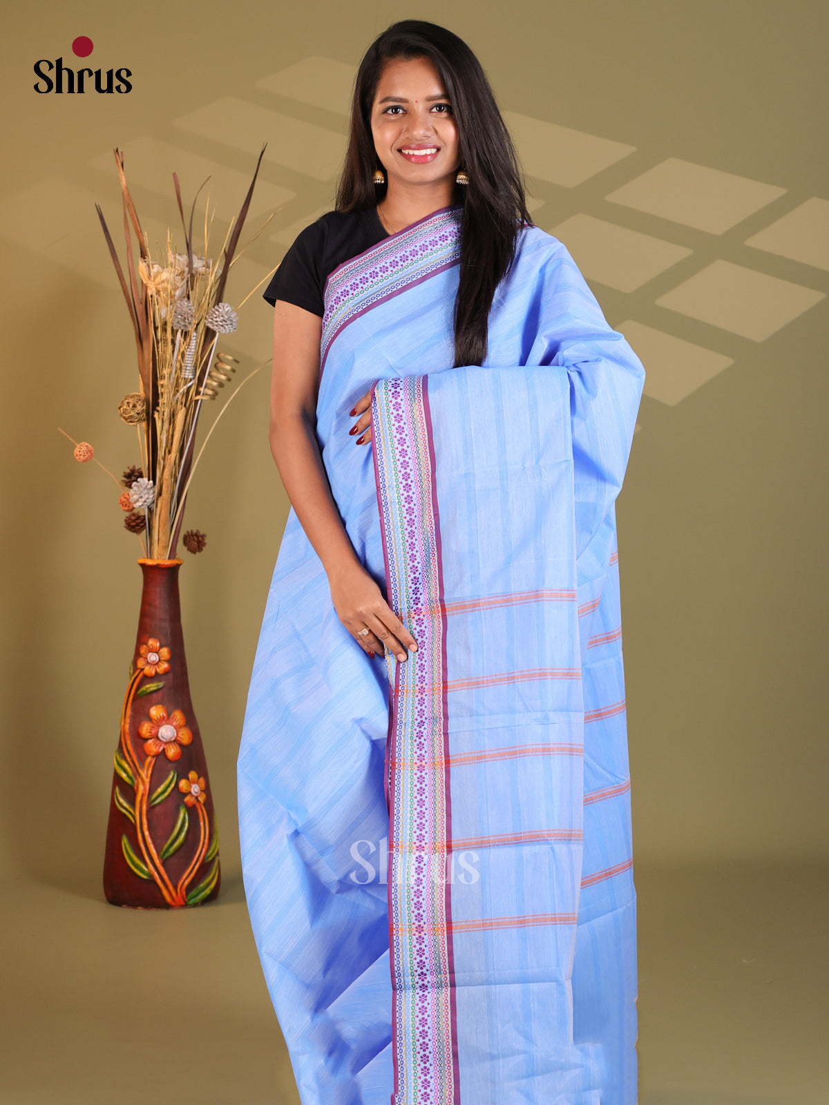 Blue & Purple- South Cotton Saree