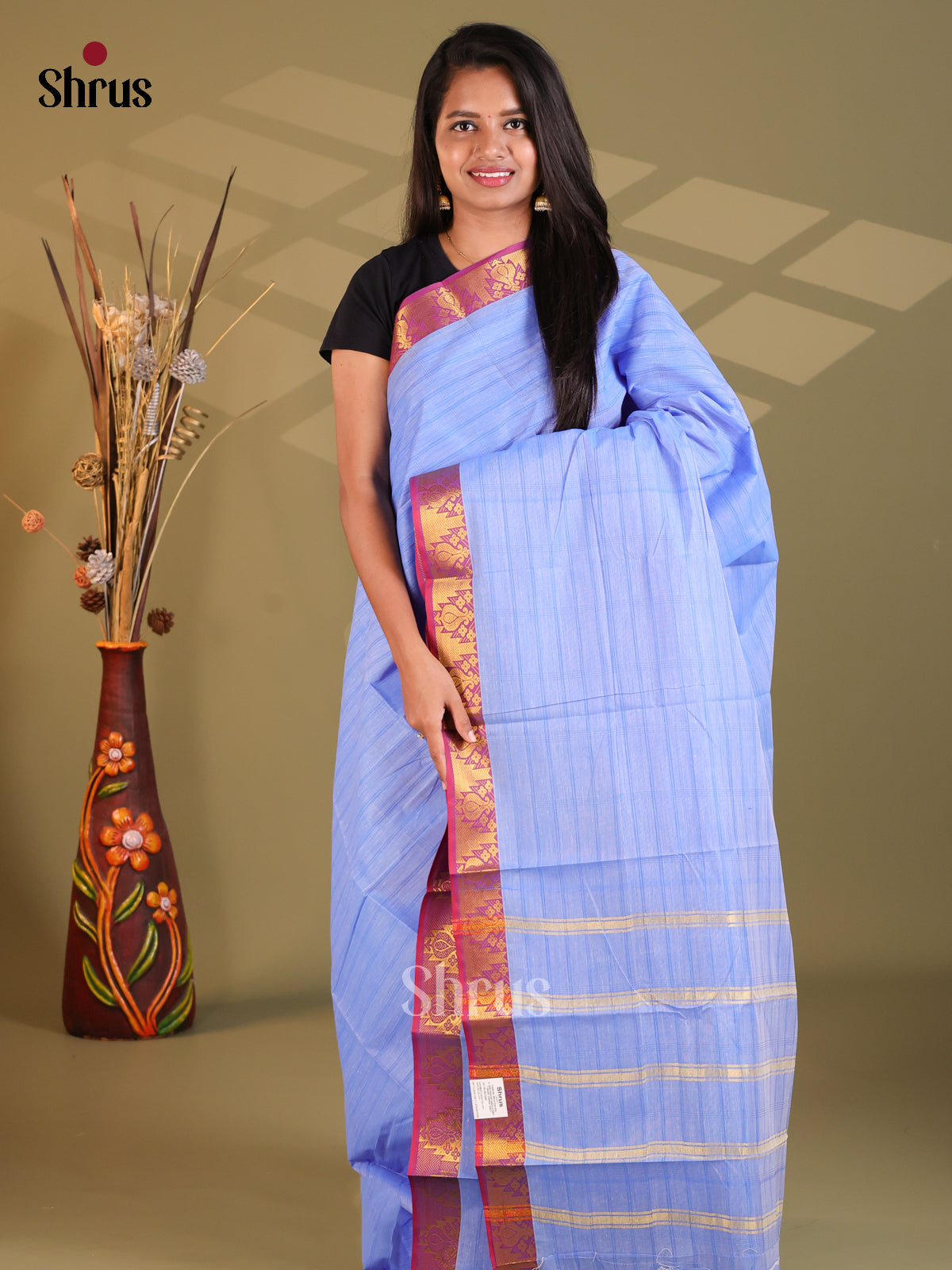 Blue & Purple - South Cotton Saree