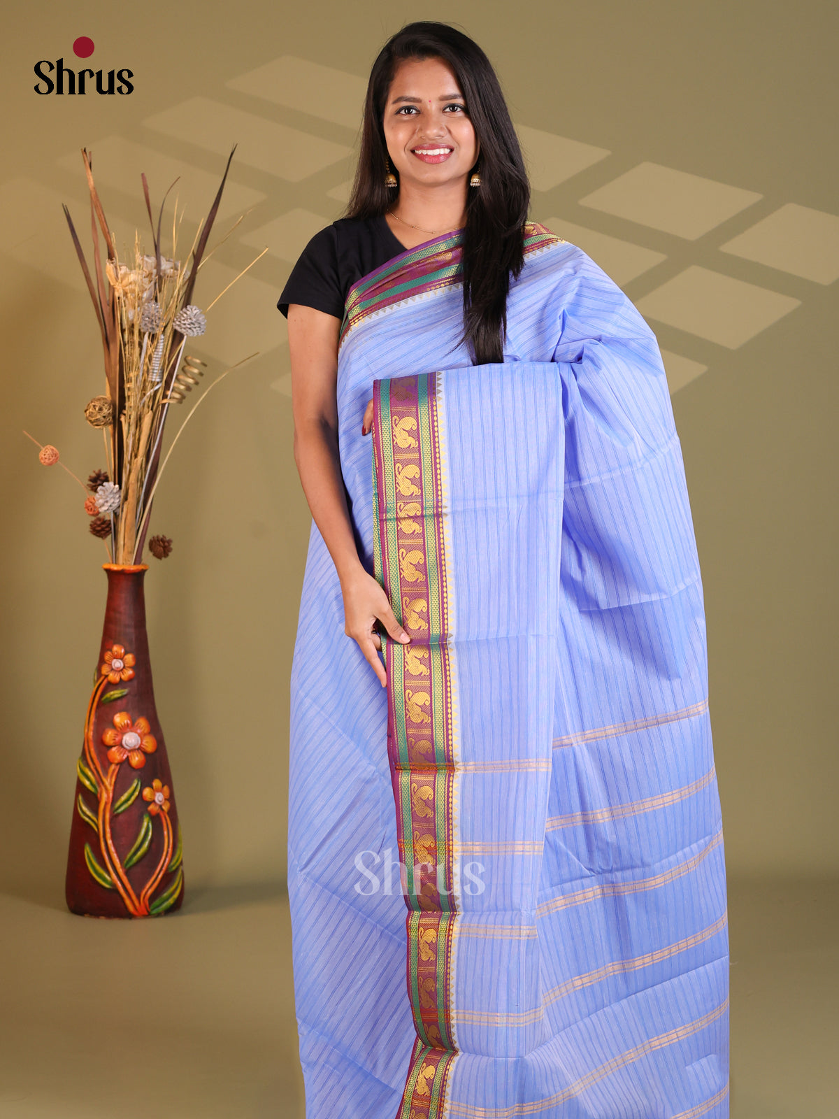 Blue & Violet- South Cotton Saree