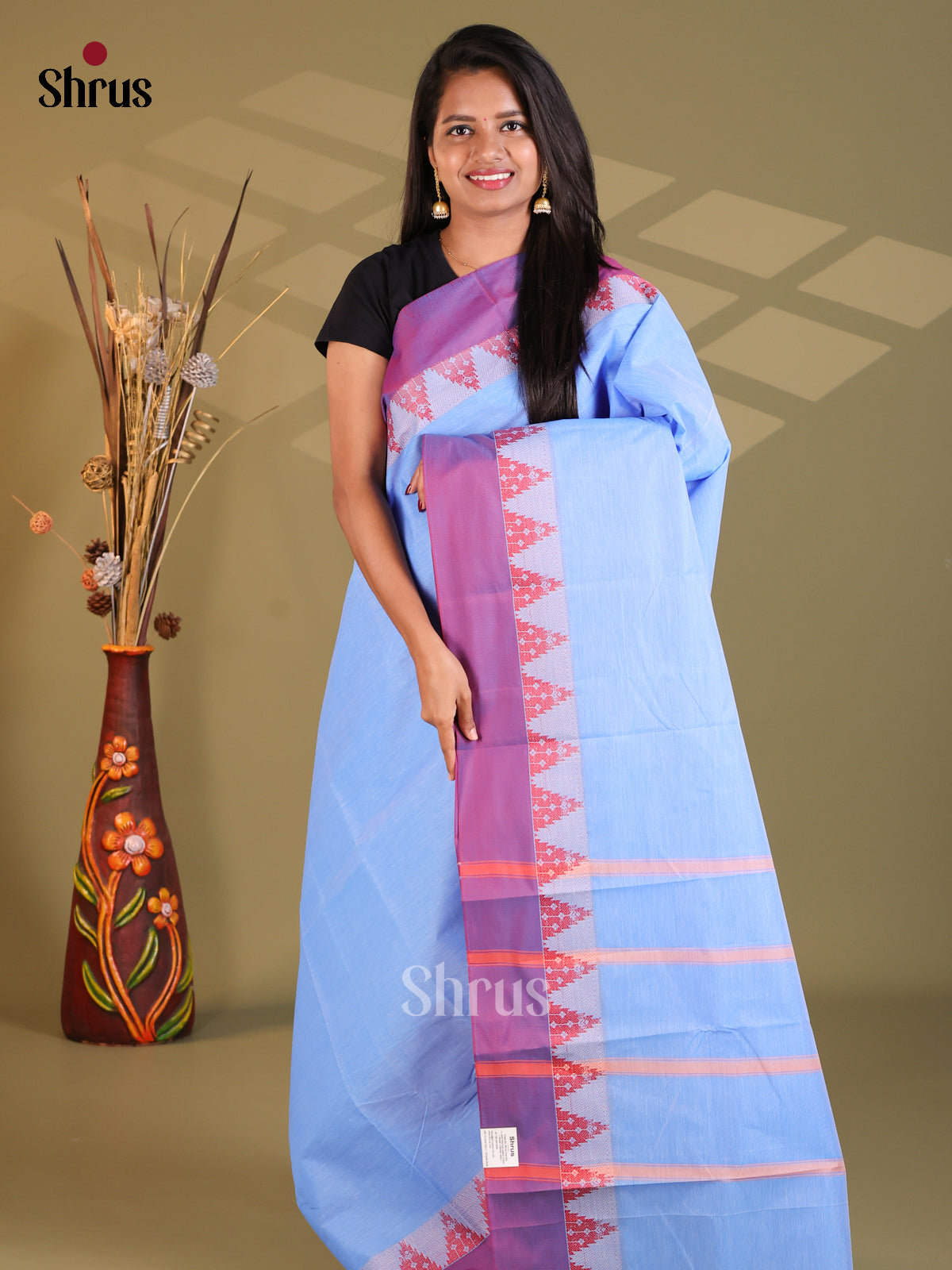 blue & Purple- South Cotton Saree