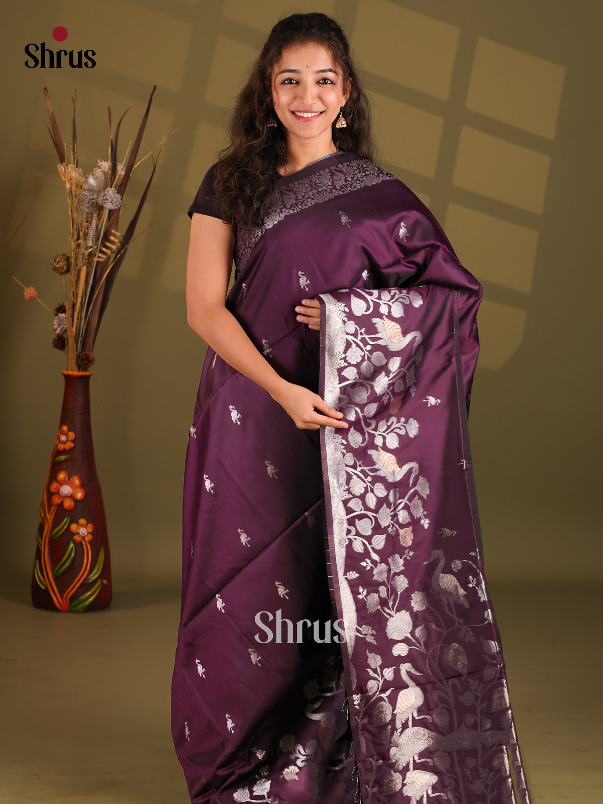 Jamun - Semi Softsilk Saree - Shop on Shrus.com