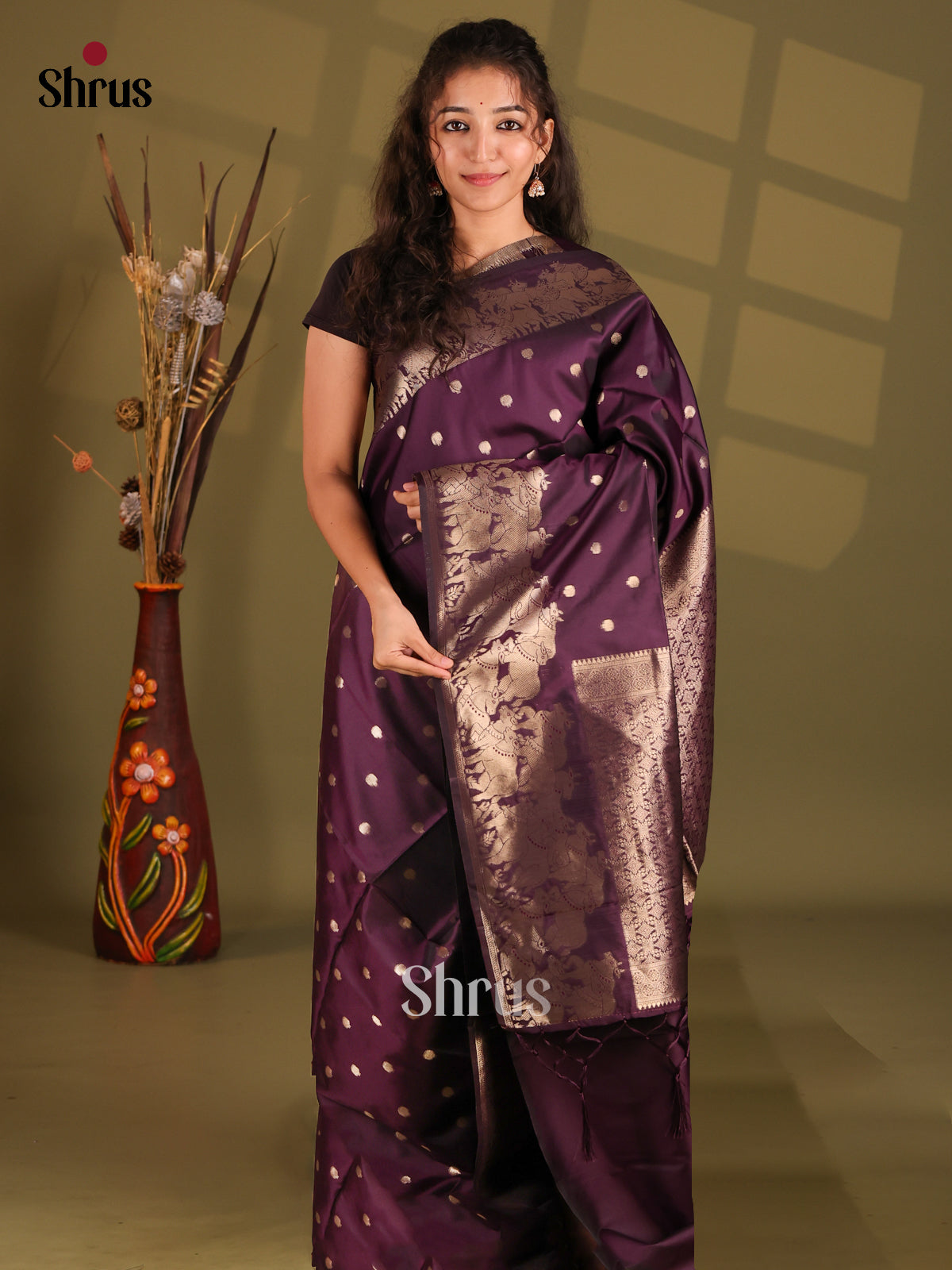 Jamun - Semi Softsilk Saree - Shop on Shrus.com