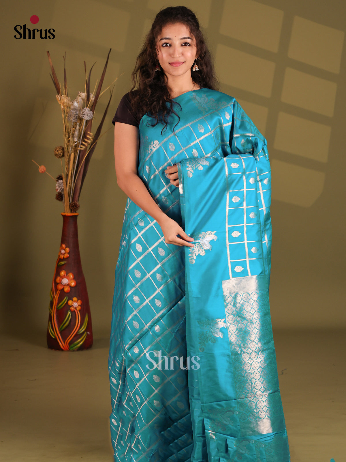 Blue - Semi Softsilk Saree
