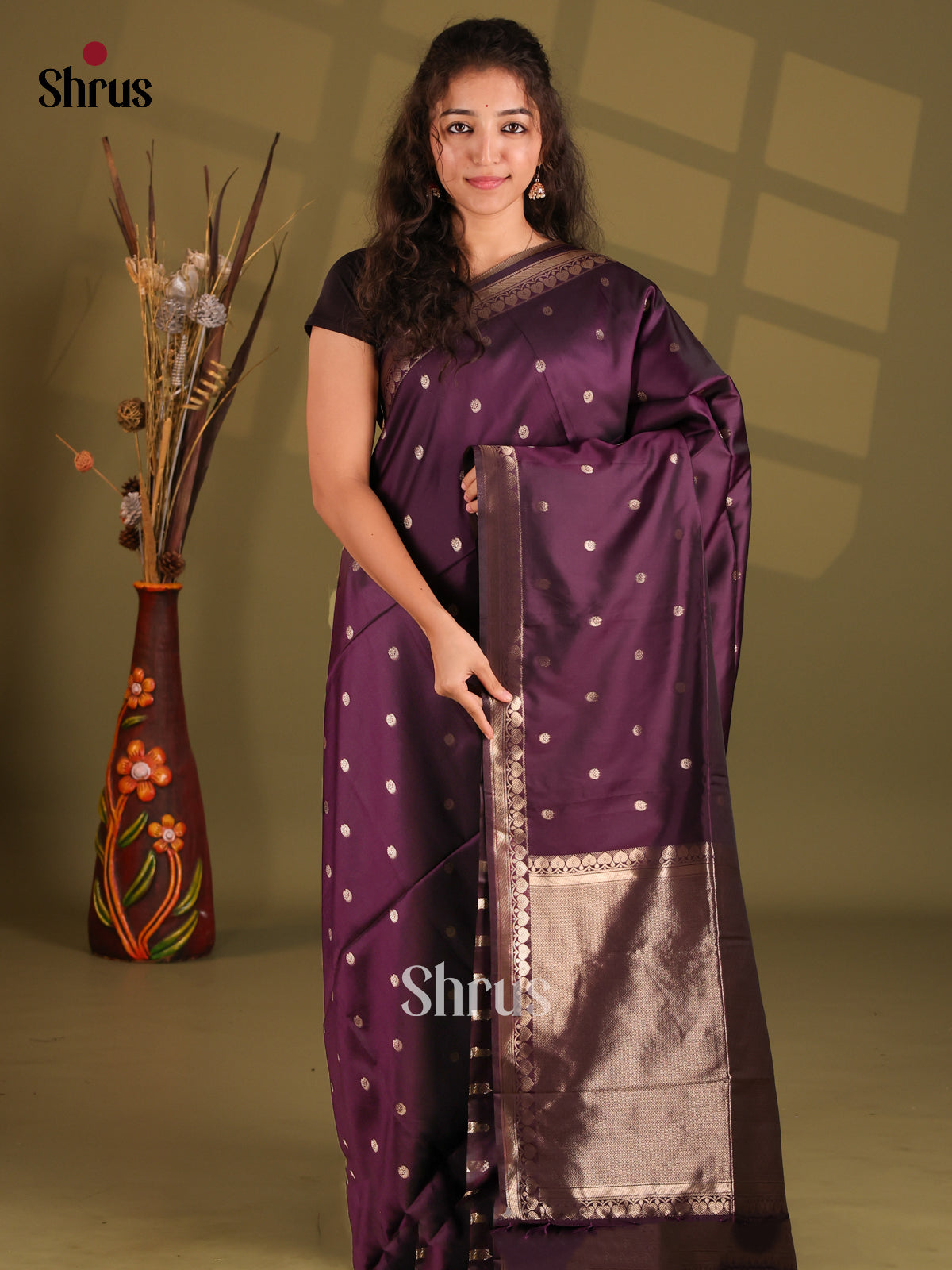 Jamun - Semi Softsilk Saree - Shop on Shrus.com