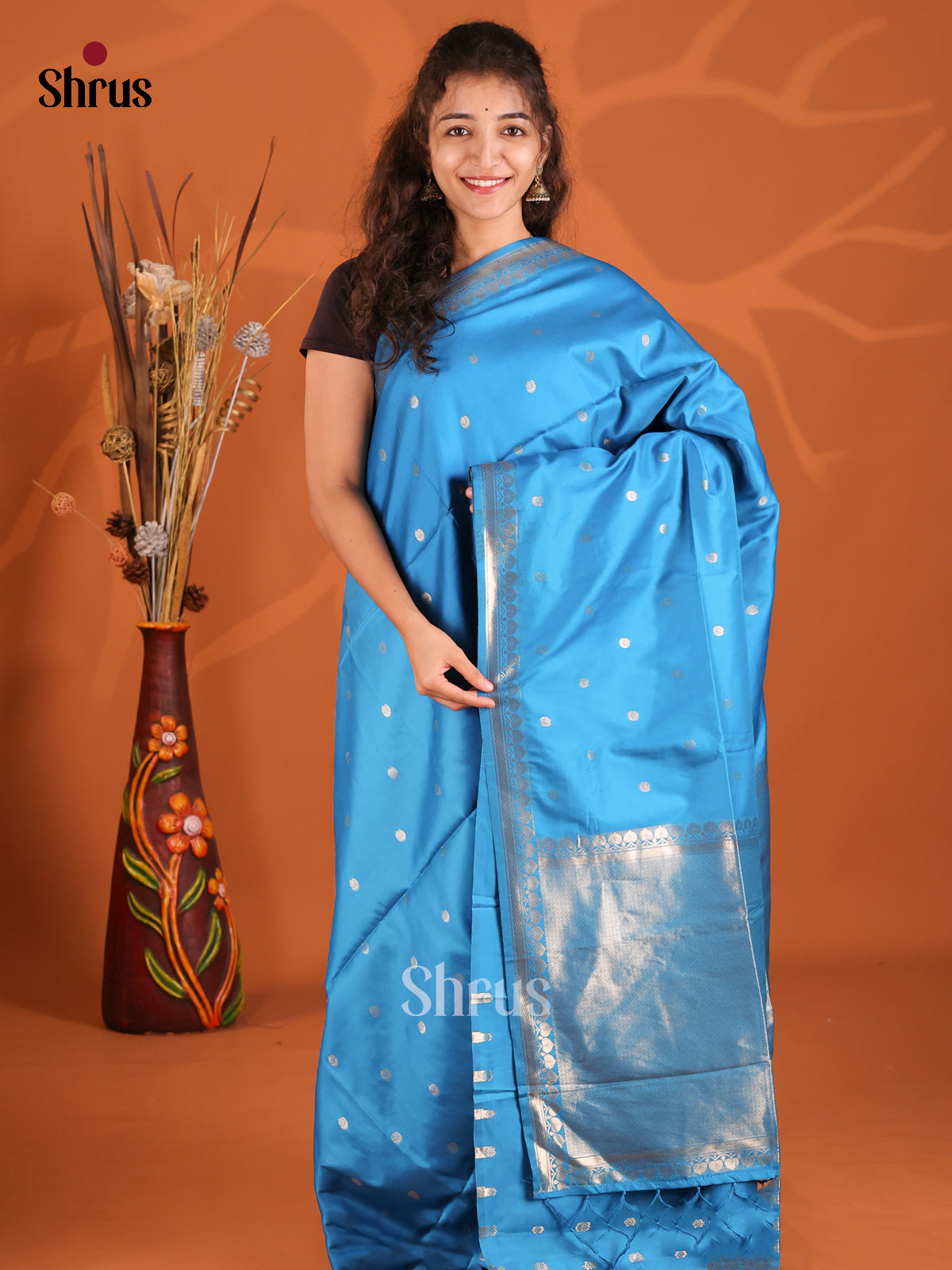 Blue- Semi Softsilk Saree