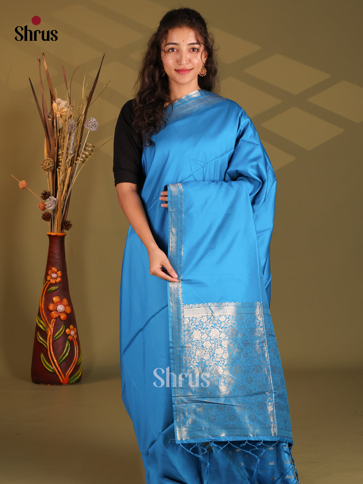 Blue - Semi Softsilk Saree