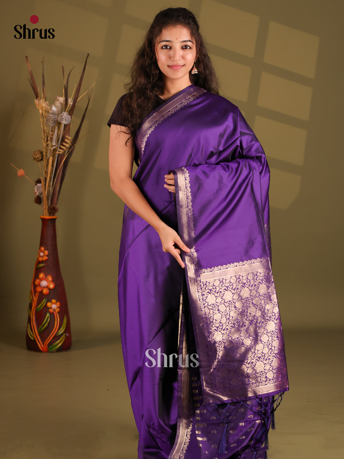 Violet - Semi Softsilk Saree - Shop on Shrus.com