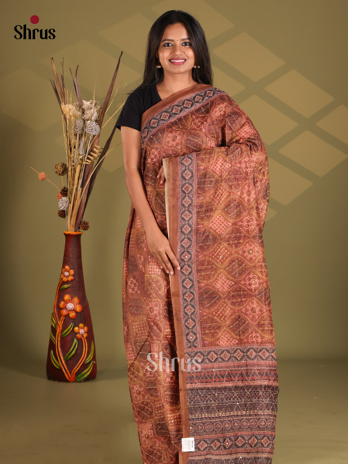 Brown - Semi Kantha Saree