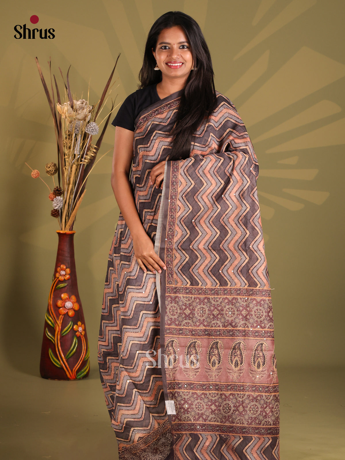 Brown - Semi Kantha Saree