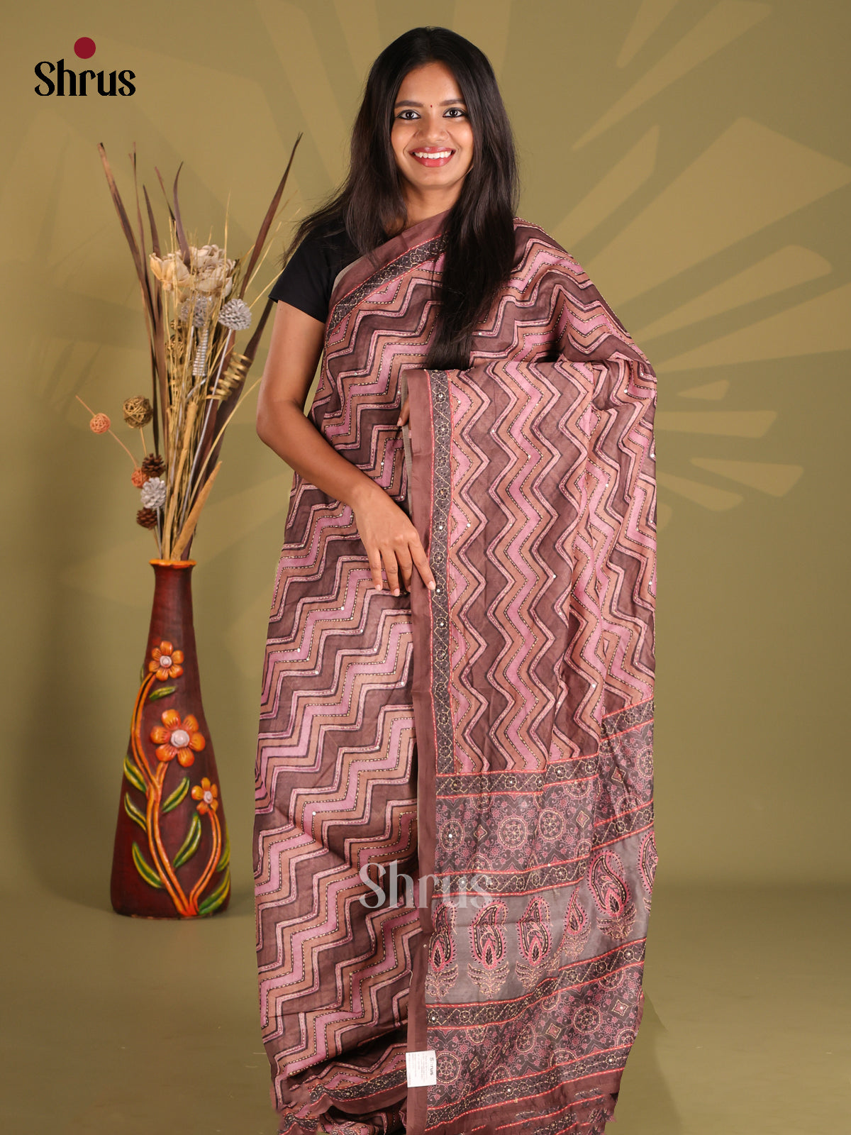 Brown - Semi Kantha Saree
