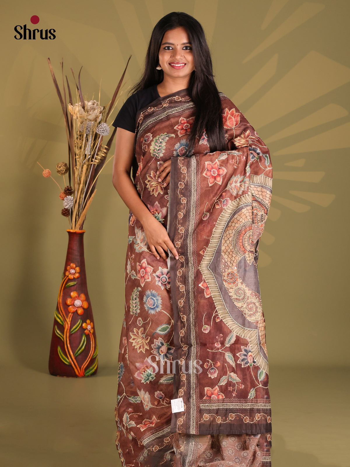 Brown - Semi Kantha Saree