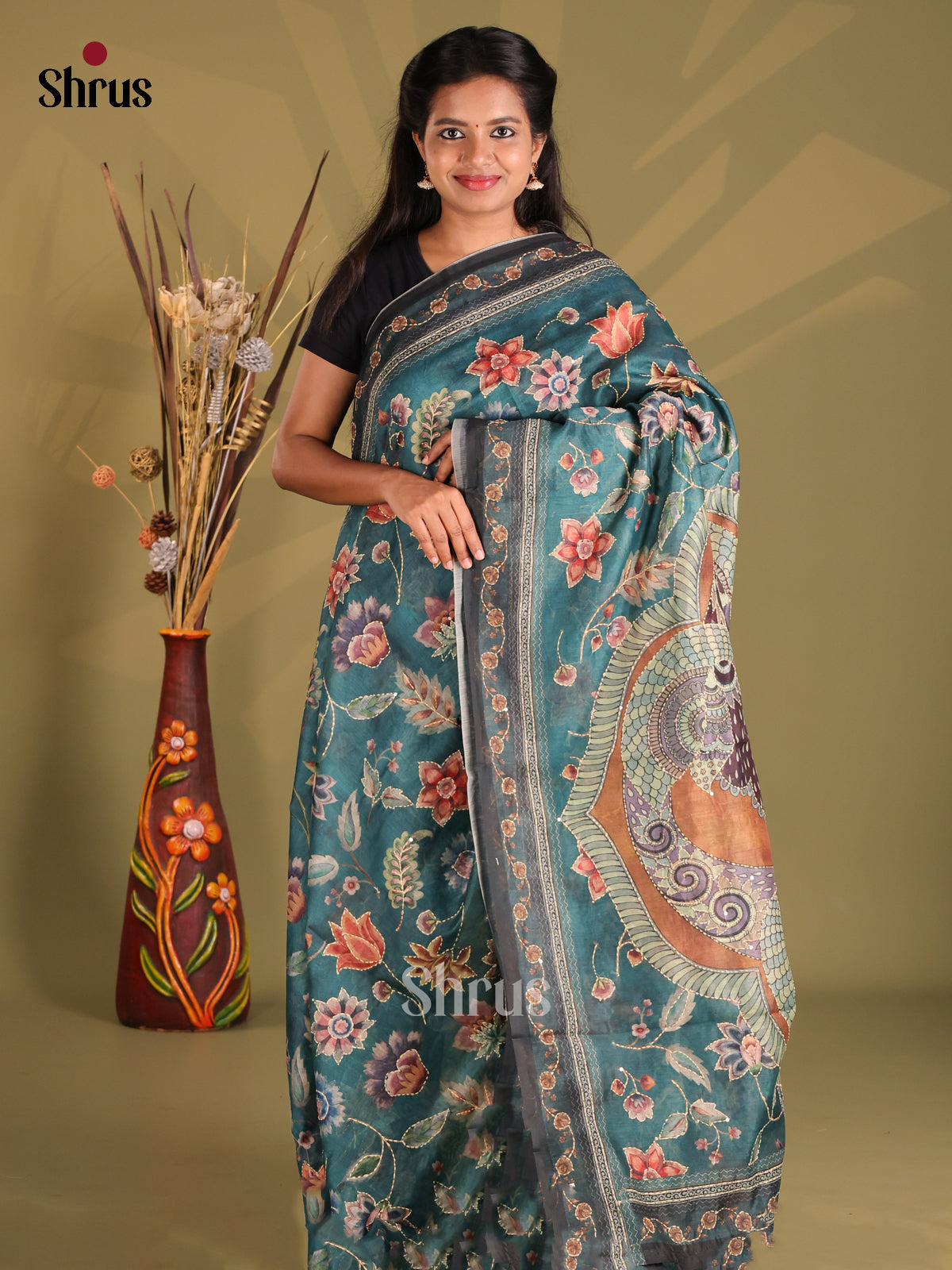 Blue- Semi Kantha Saree