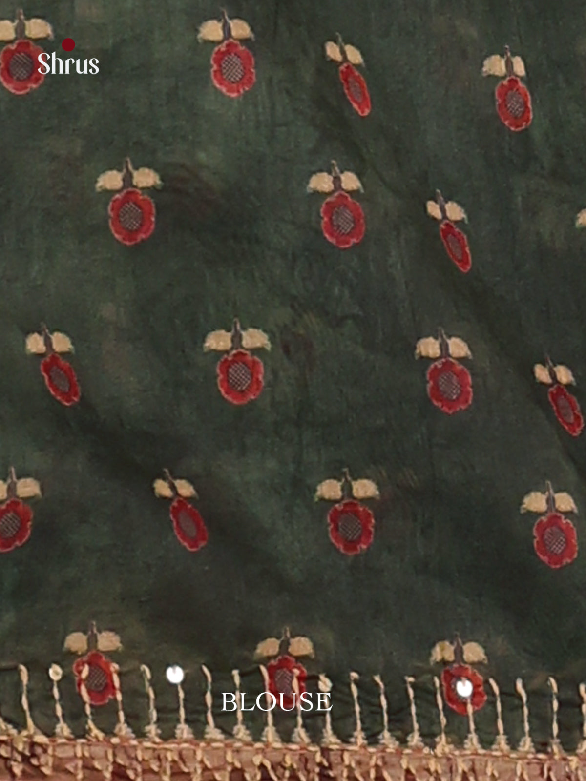 Green & Brown- Semi Kantha Saree - Shop on Shrus.com