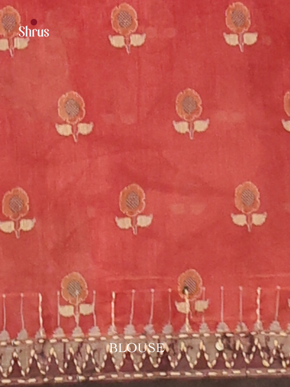 Red & Brown - Semi Kantha Saree - Shop on Shrus.com