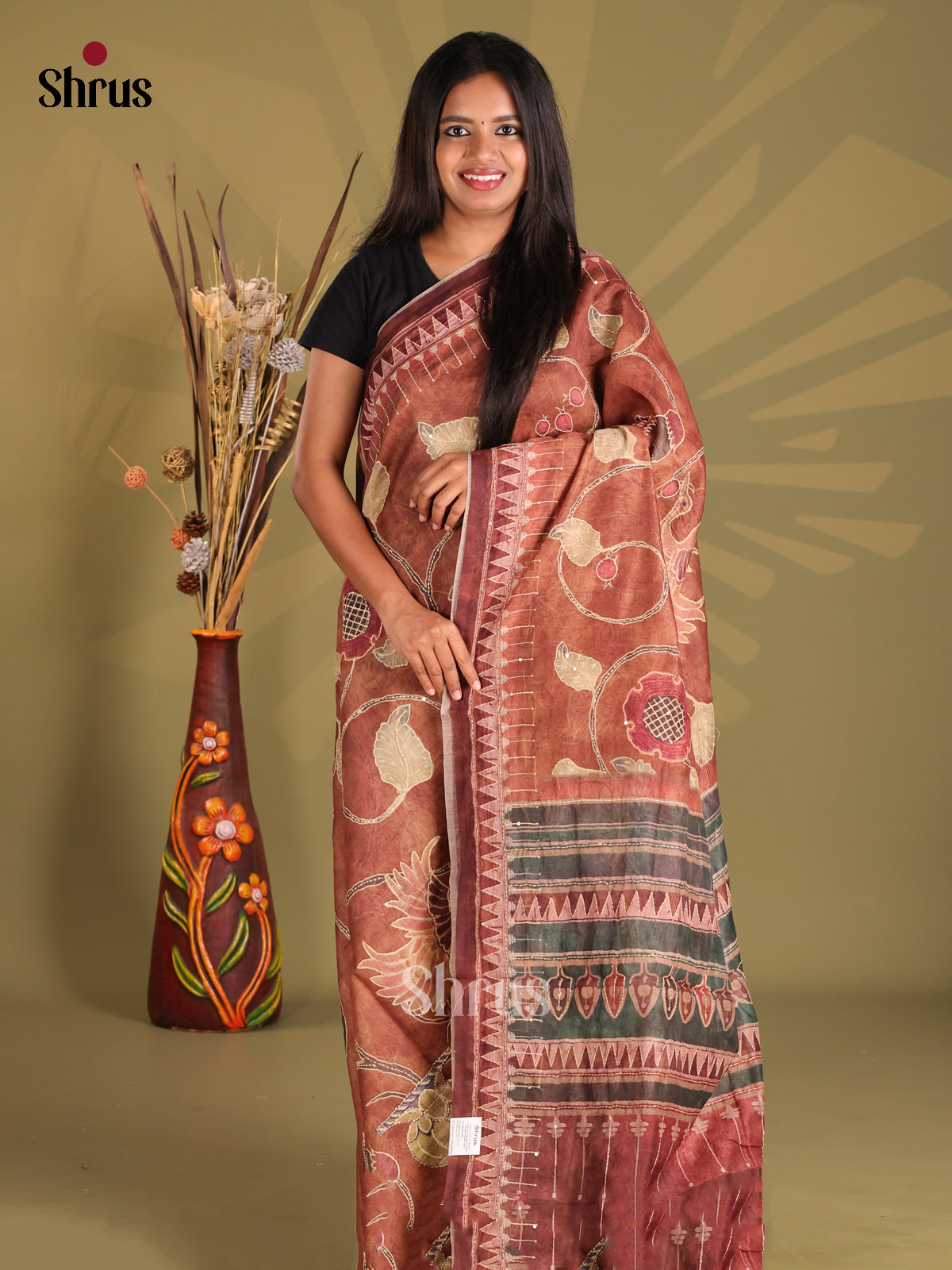 Brown - Semi Kantha Saree