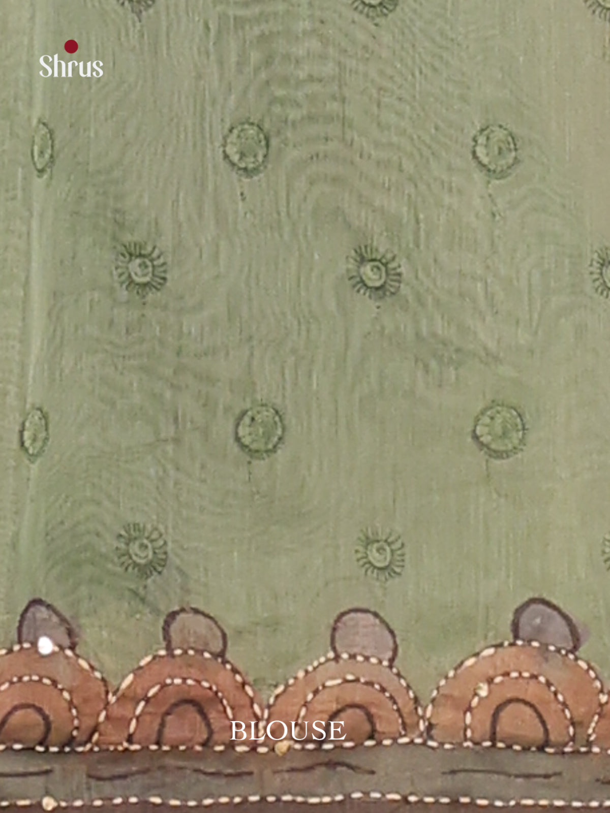 Green & Brown - Semi Kantha Saree