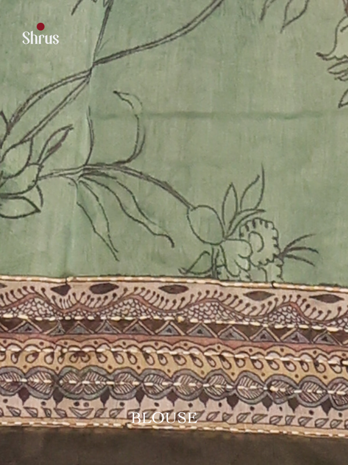 Green & Brown- Semi Kantha Saree