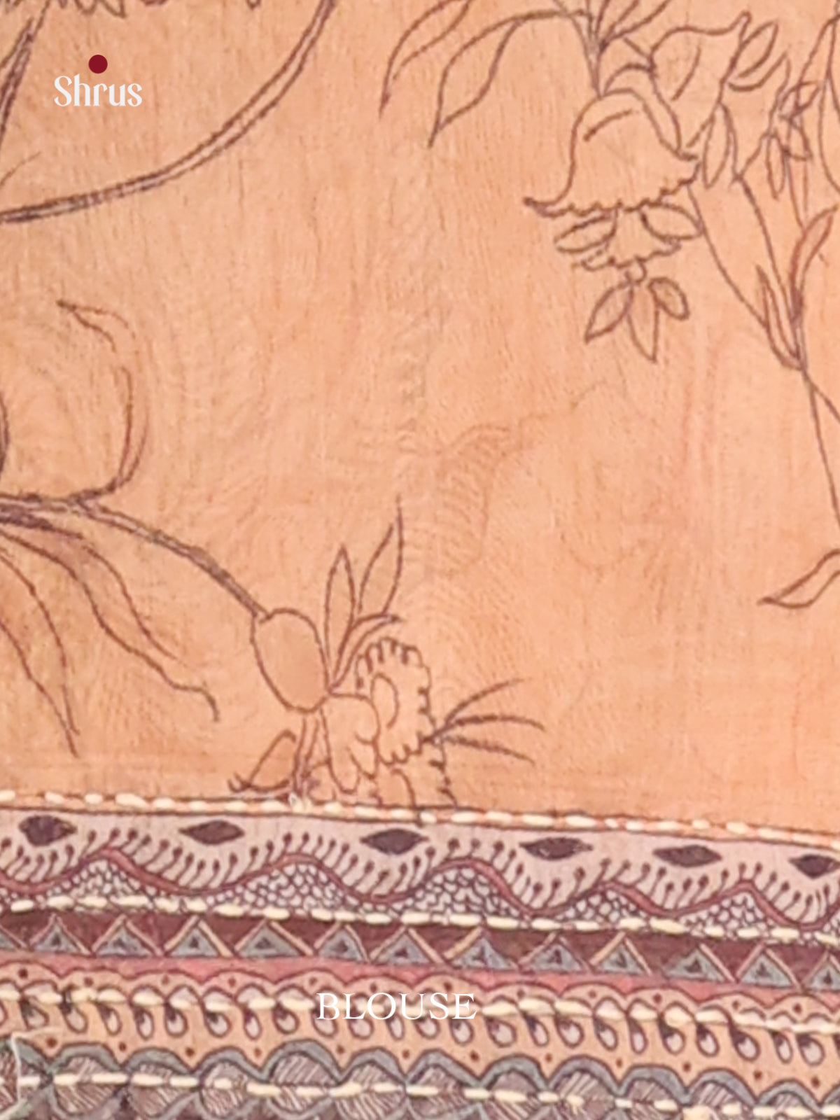 Peach & brown- Semi Kantha Saree