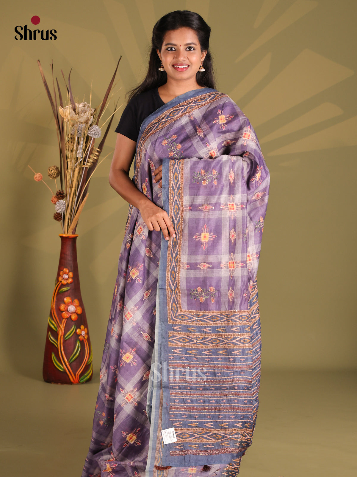 Purple - Semi Kantha Saree