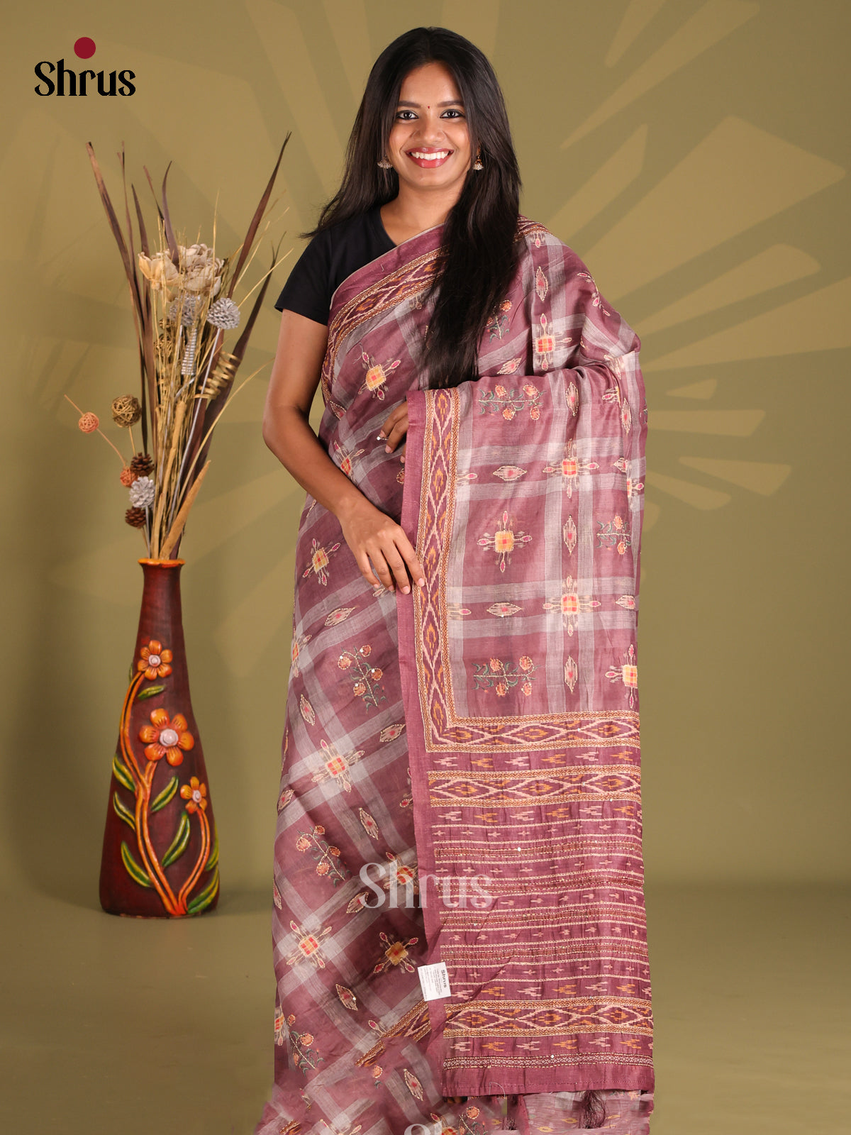Purple - Semi Kantha Saree