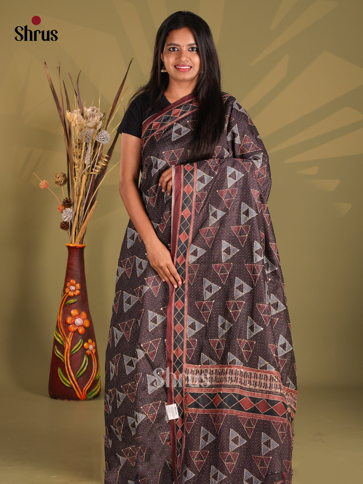 Brown - Semi Kantha Saree