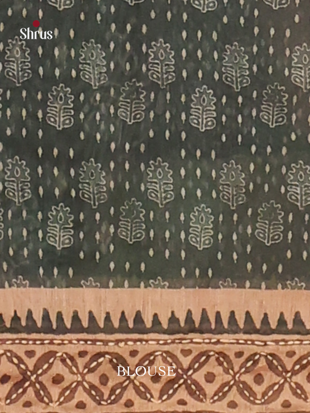 Green & Brown - Semi Kantha Saree
