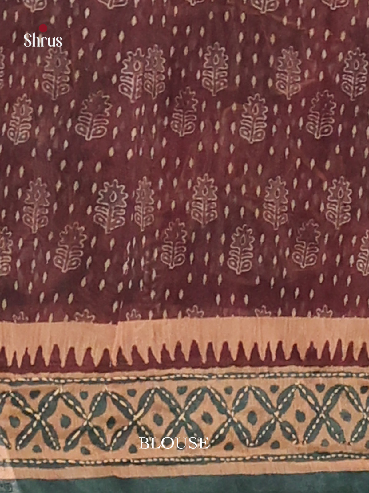 Maroon & Green - Semi Kantha Saree