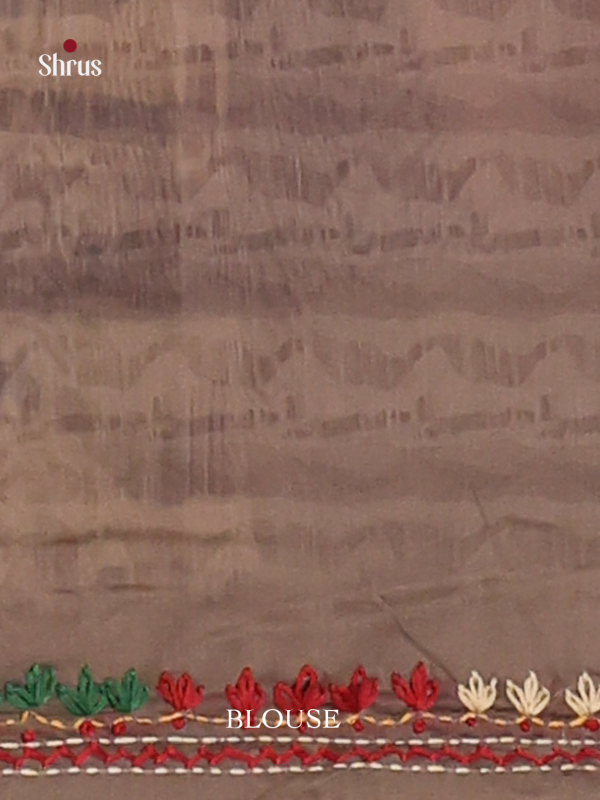 Cream & Grey - Semi Kantha Saree