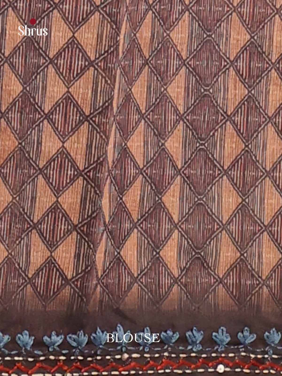 Cream & Brown - Semi Kantha Saree