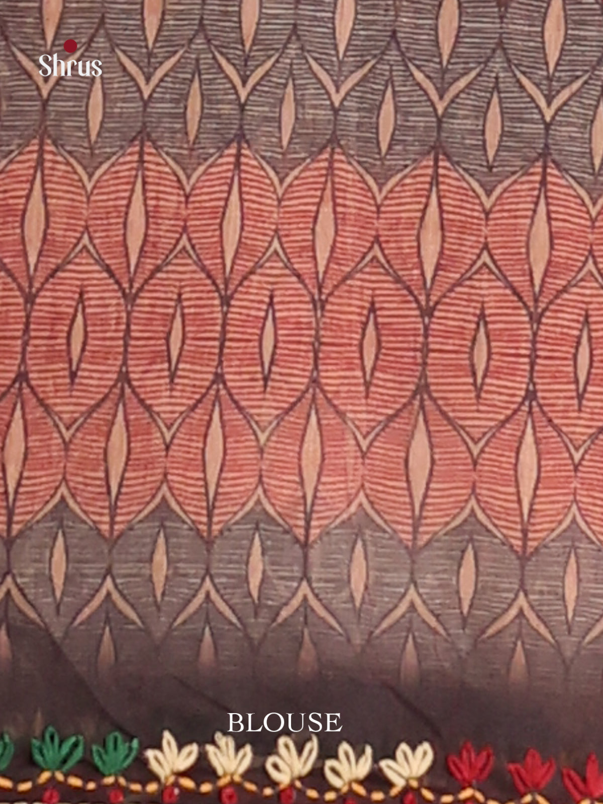 Cream & Brown - Semi Kantha Saree