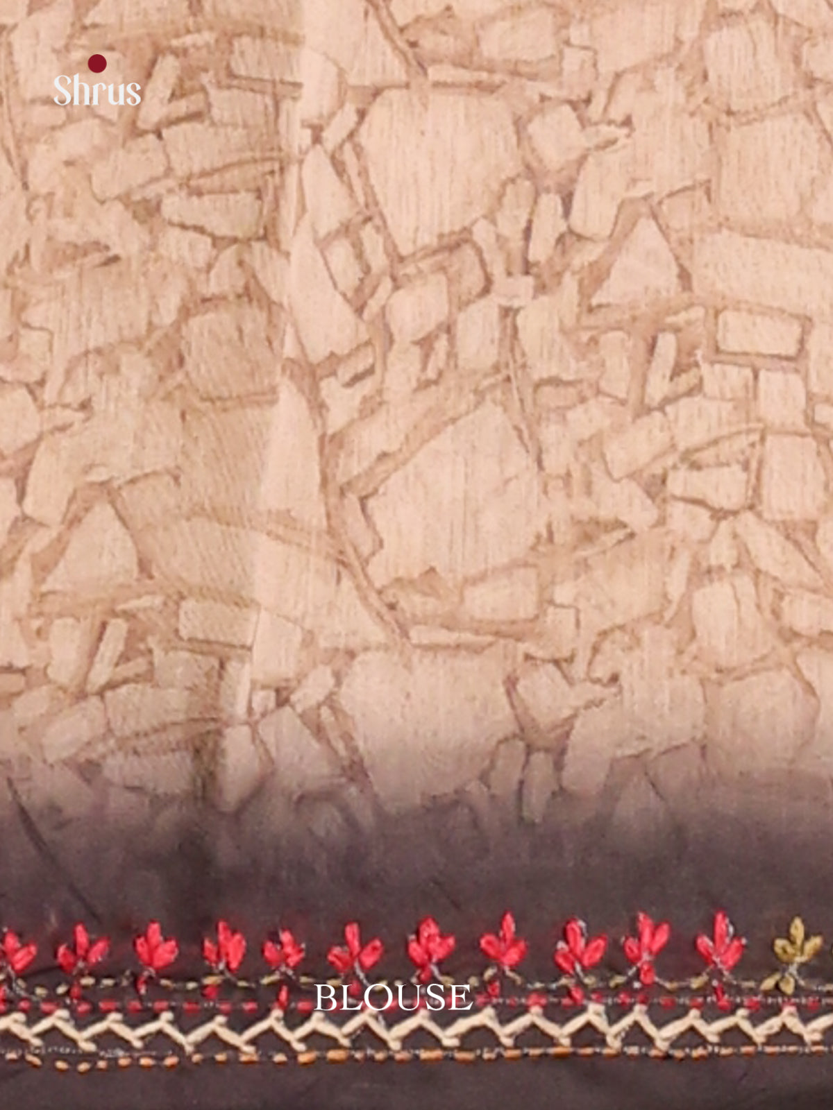 Cream & Brown - Semi Kantha Saree