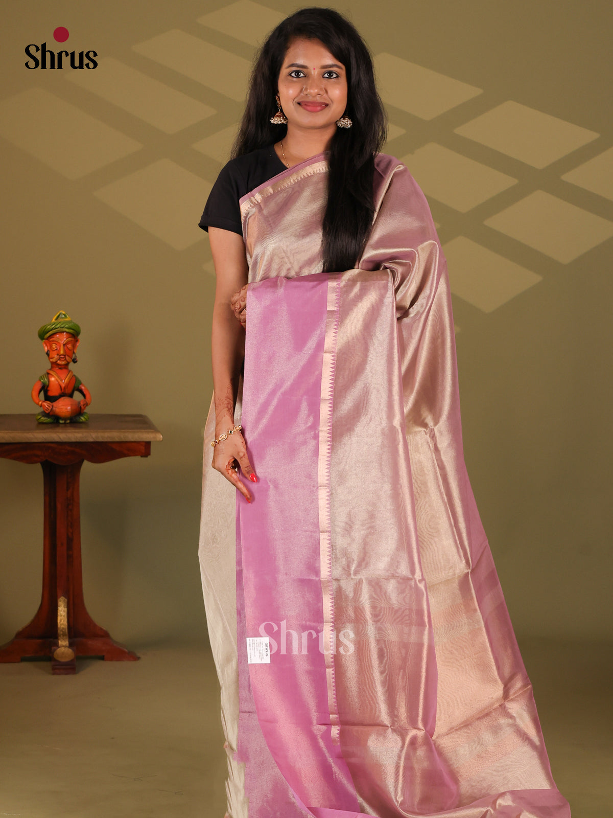 Mild Lavender - Semi Tissue Saree - Shop on Shrus.com