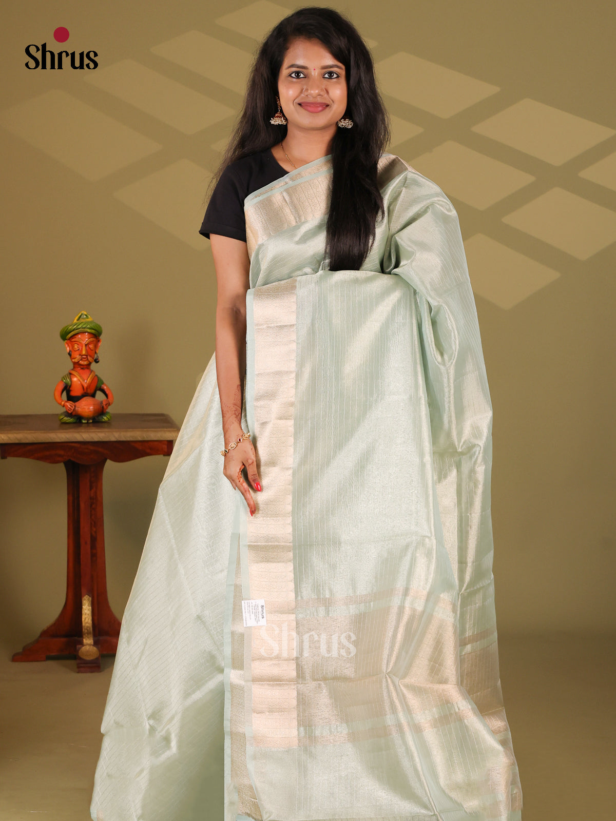 Ice Green - Semi Tissue Saree