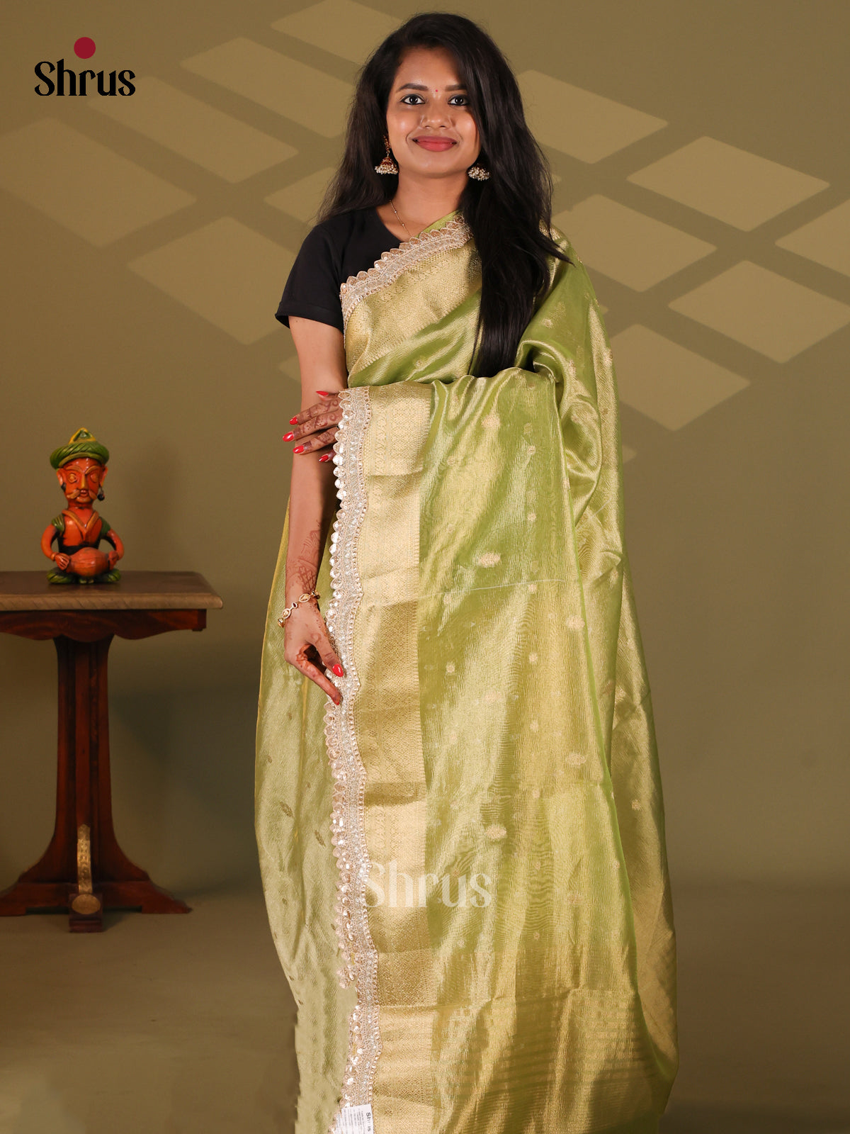 Lite Green - Semi Tissue Saree