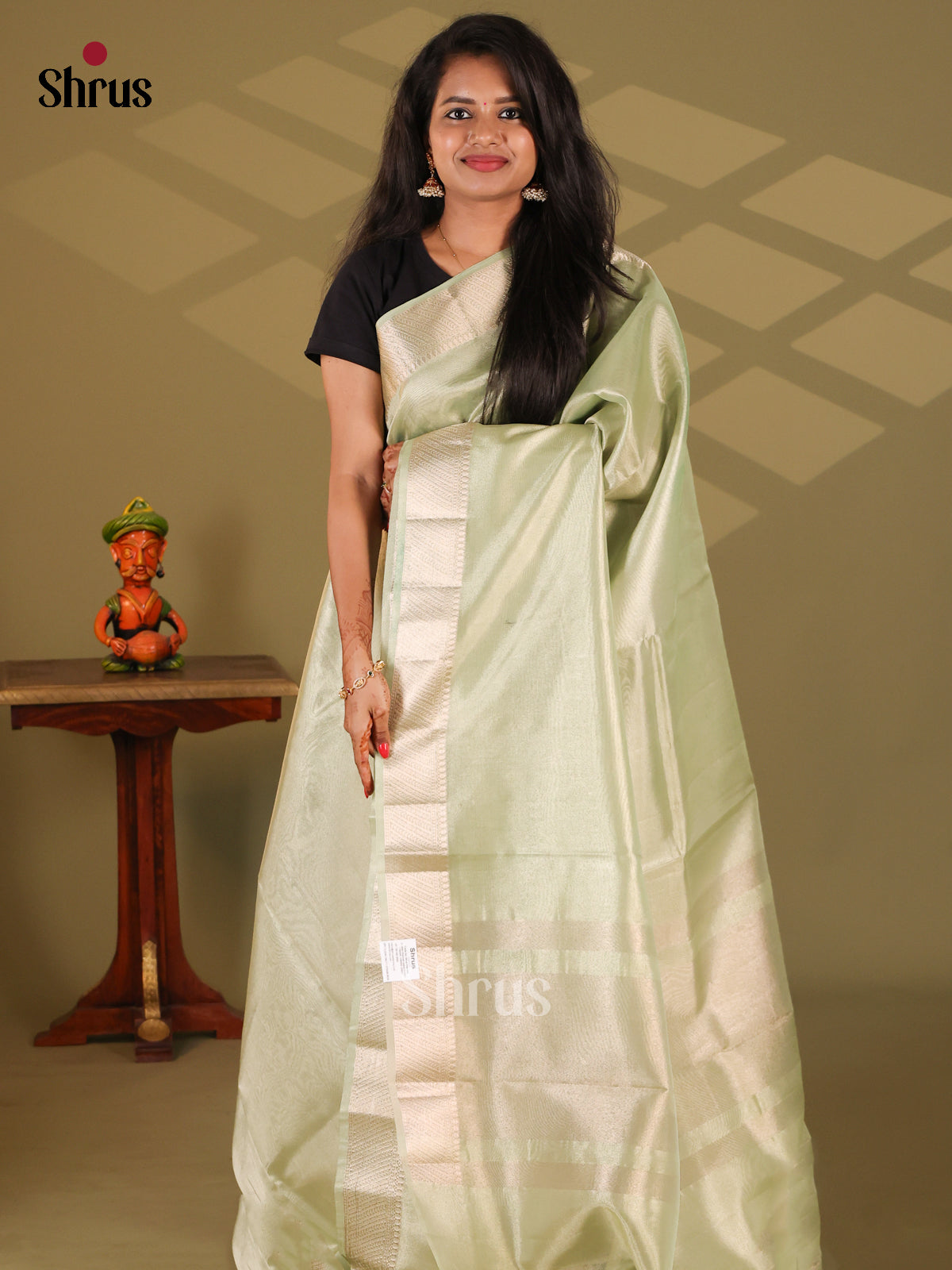 Apple Green- Semi Tissue Saree