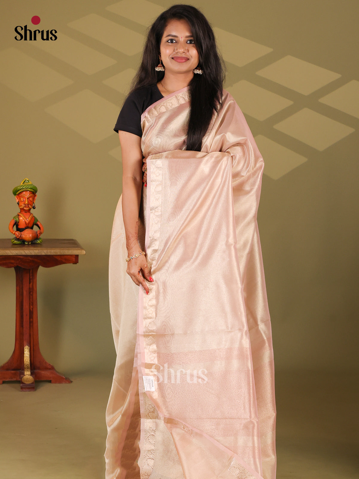 Dusty Pink - Semi Tissue Saree - Shop on Shrus.com