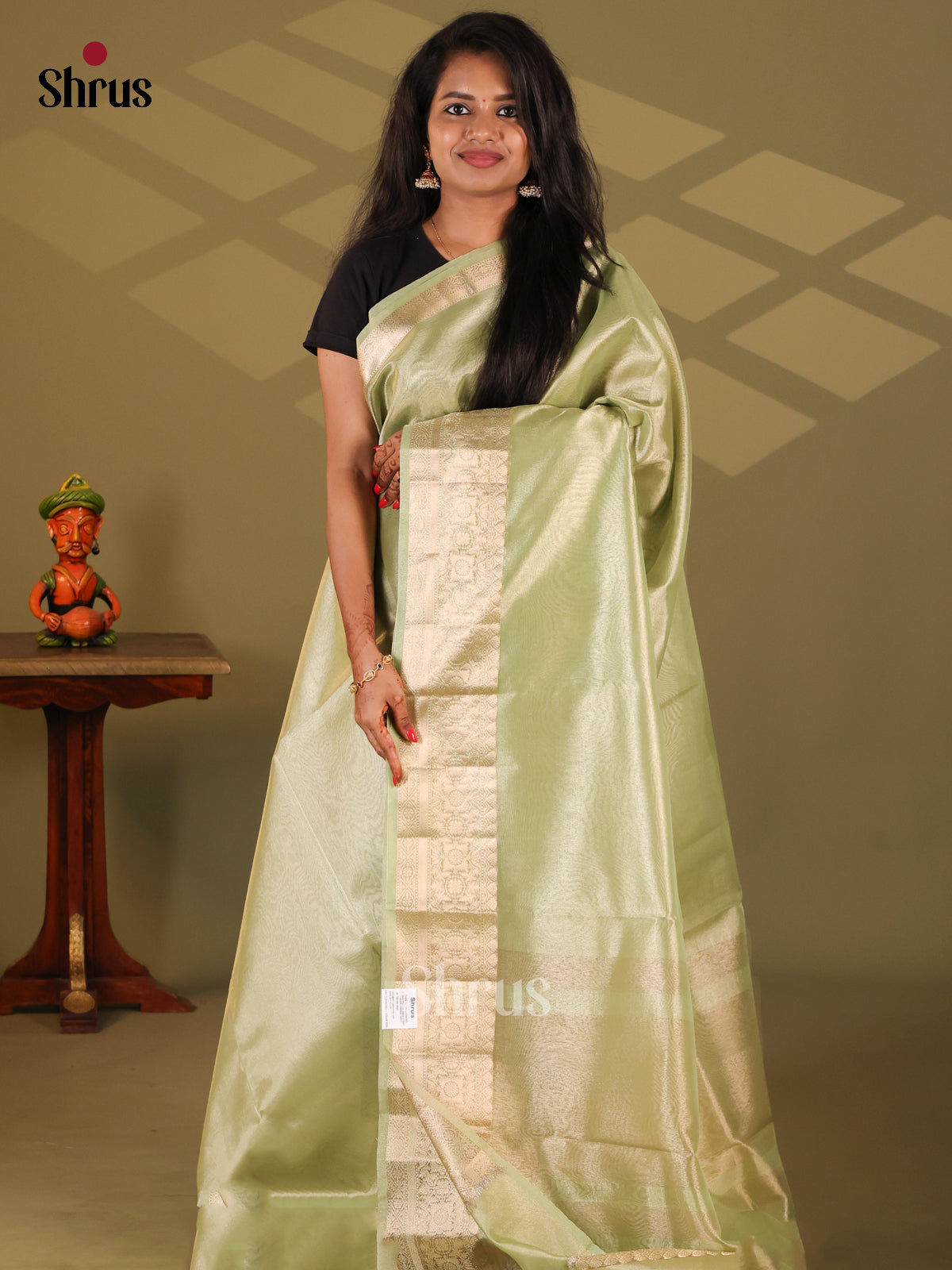 Lite Green - Semi Tissue Saree