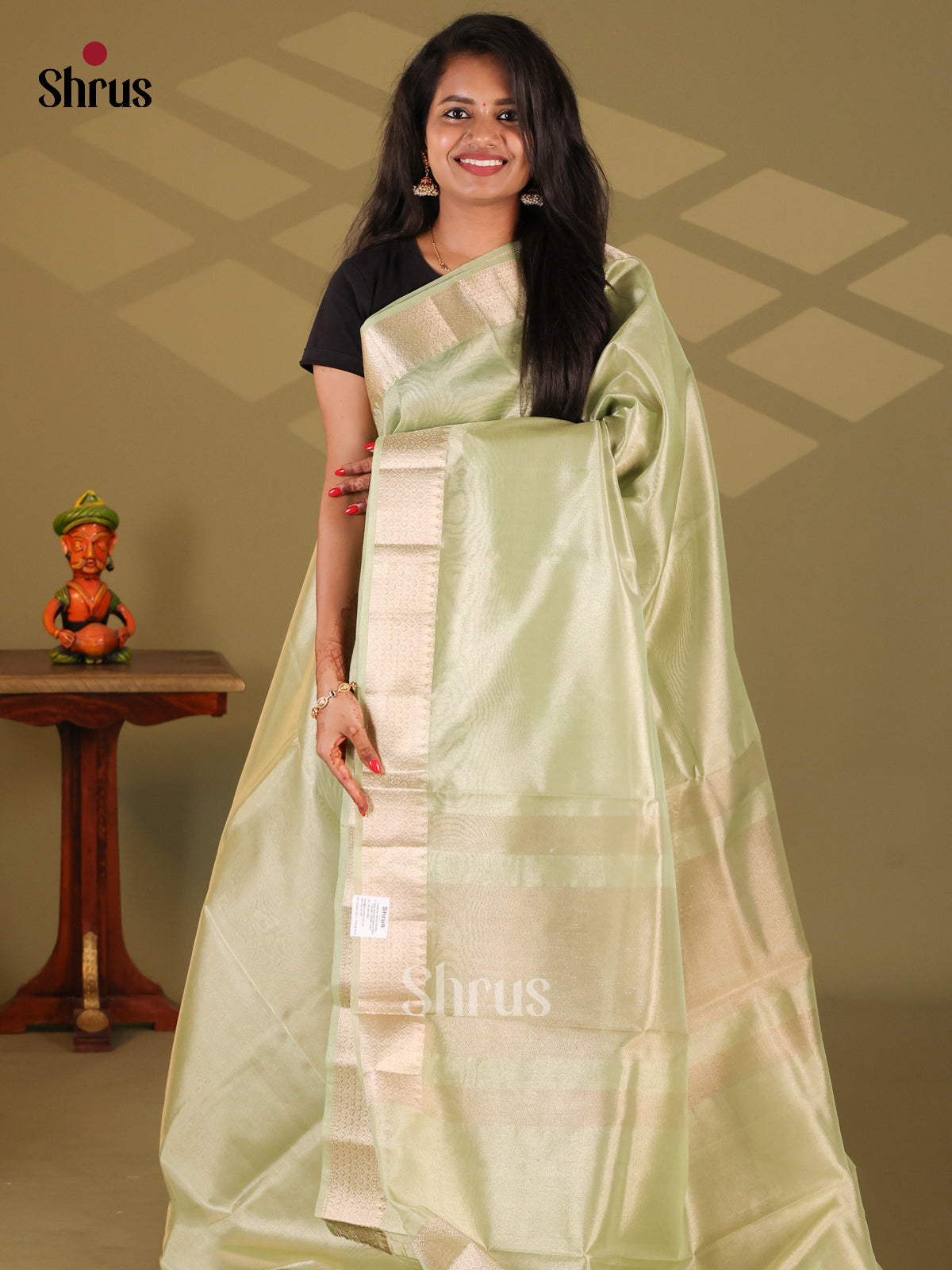 Lite green - Semi Tissue Saree