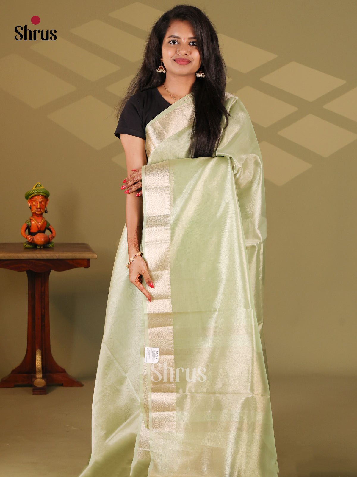 Lite Green - Semi Tissue Saree