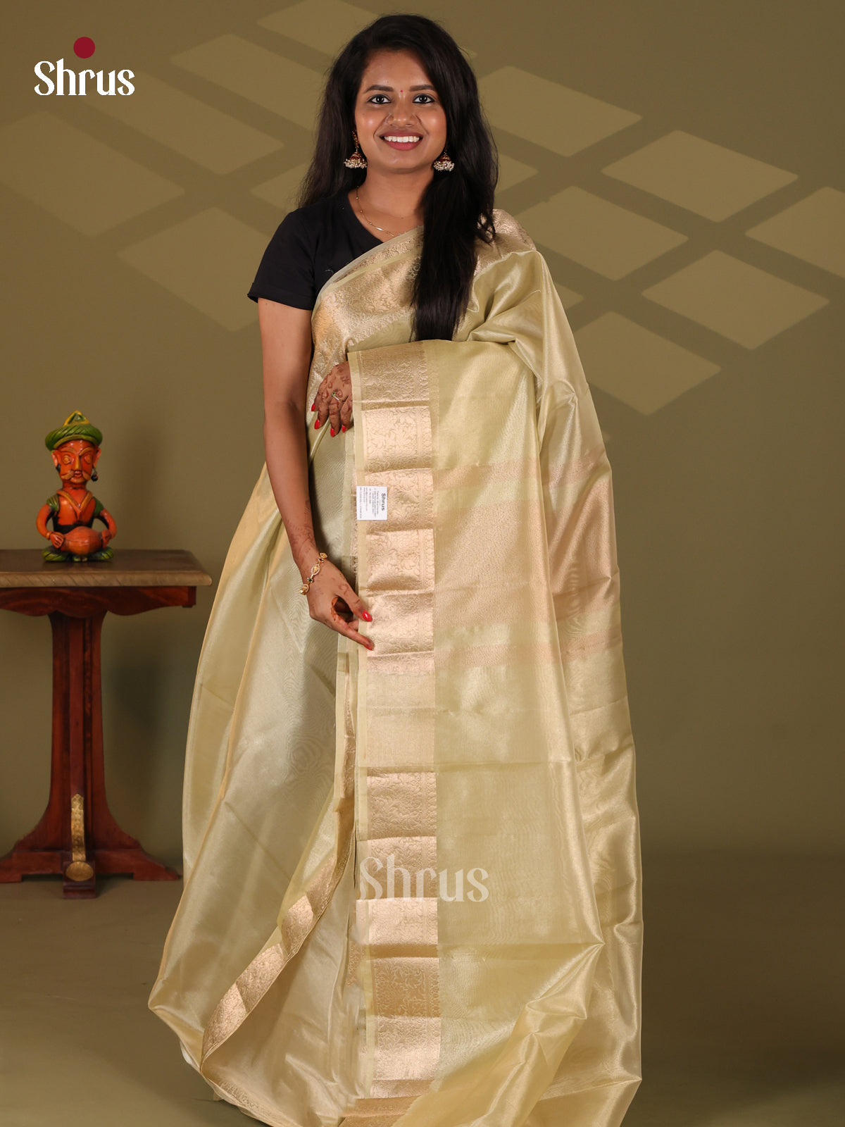 Green - Semi Tissue Saree - Shop on Shrus.com