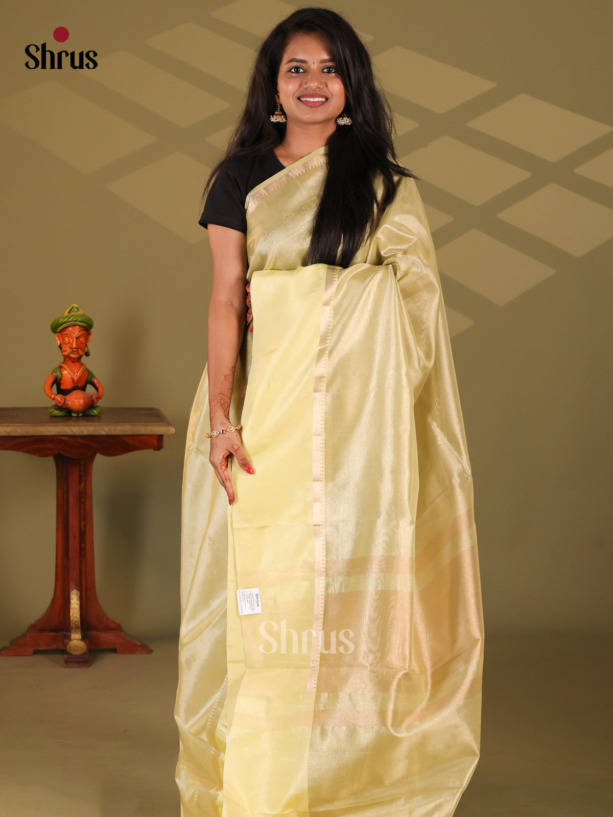 Green- Semi Tissue Saree - Shop on Shrus.com