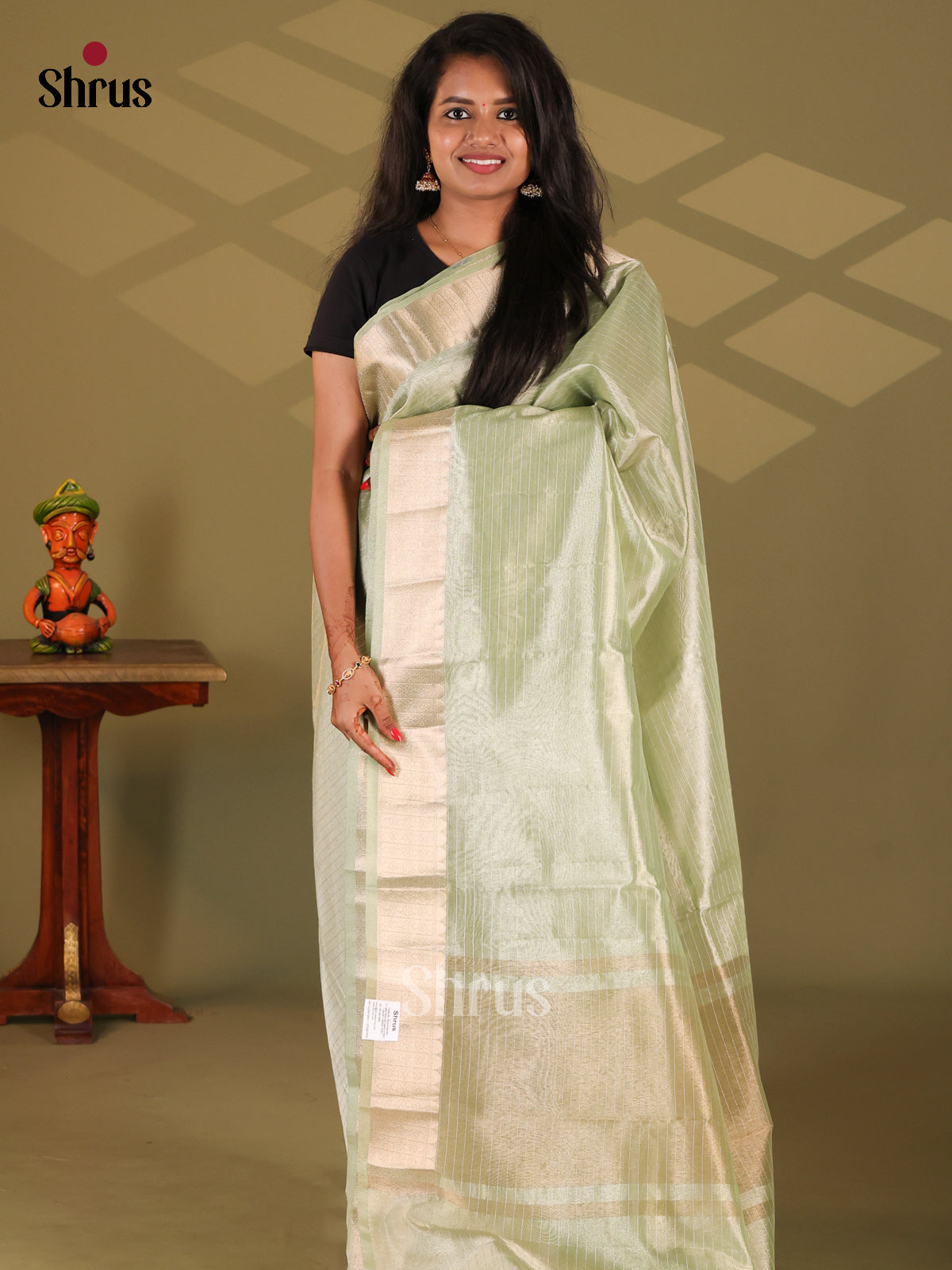 Lite green- Semi Tissue Saree