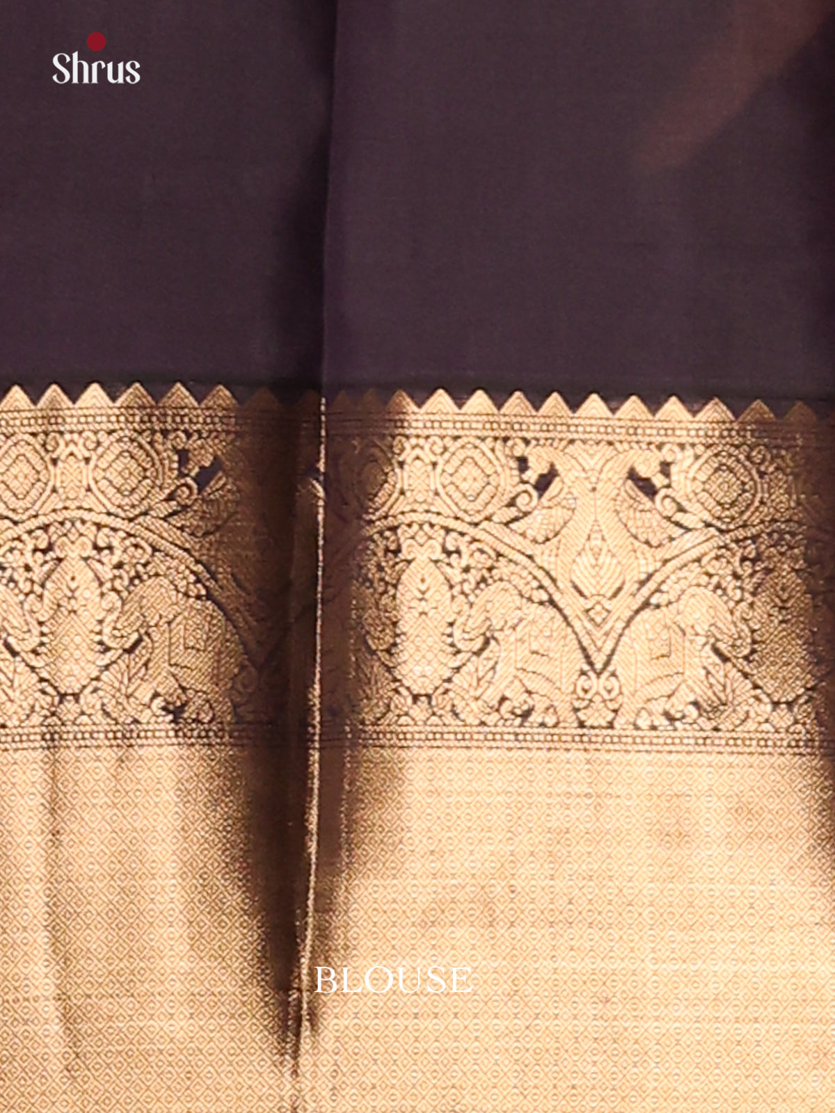 Yellow & Brown Kanchipuram silk Saree with floral motifs traditional zari border - Shop on Shrus.com
