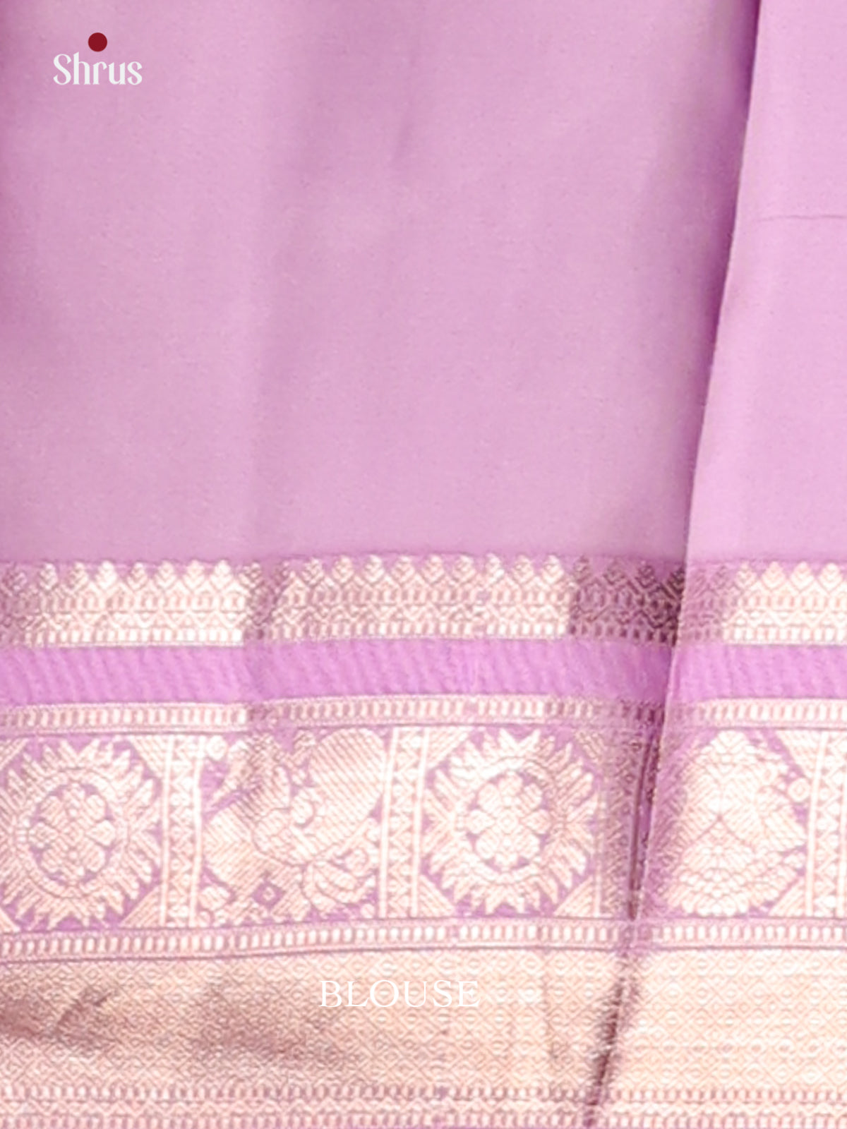Red & Lavender Kanchipuram silk Saree with zari floral vines border - Shop on Shrus.com