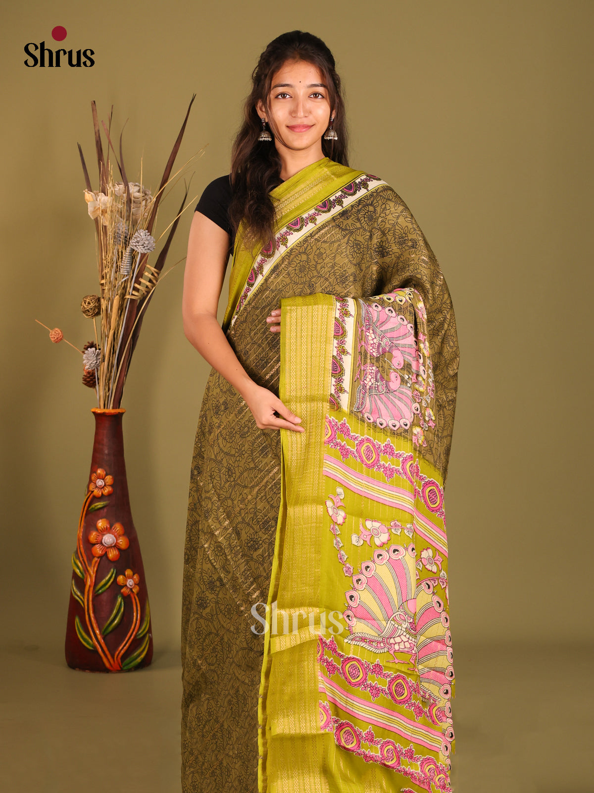DFS09100 - Semi Mysoresilk Saree - Shop on Shrus.com
