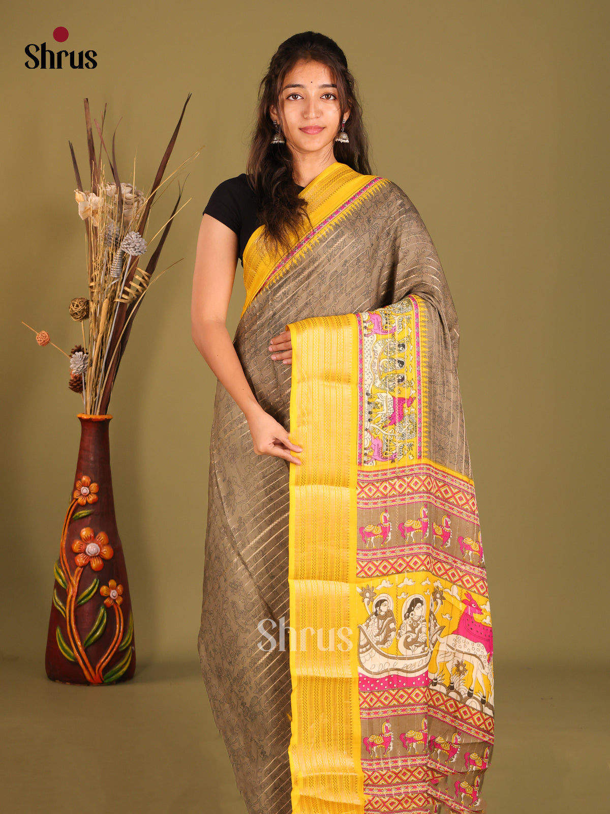 DFS09109 - Semi Mysoresilk Saree - Shop on Shrus.com