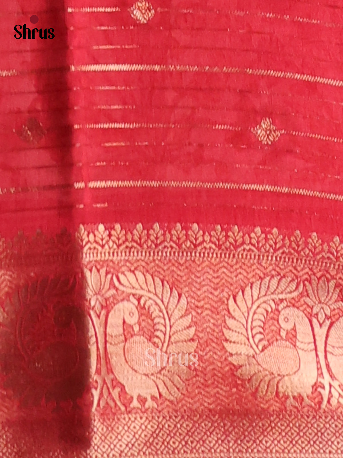 Red & Cream - Semi Mysoresilk Saree - Shop on Shrus.com