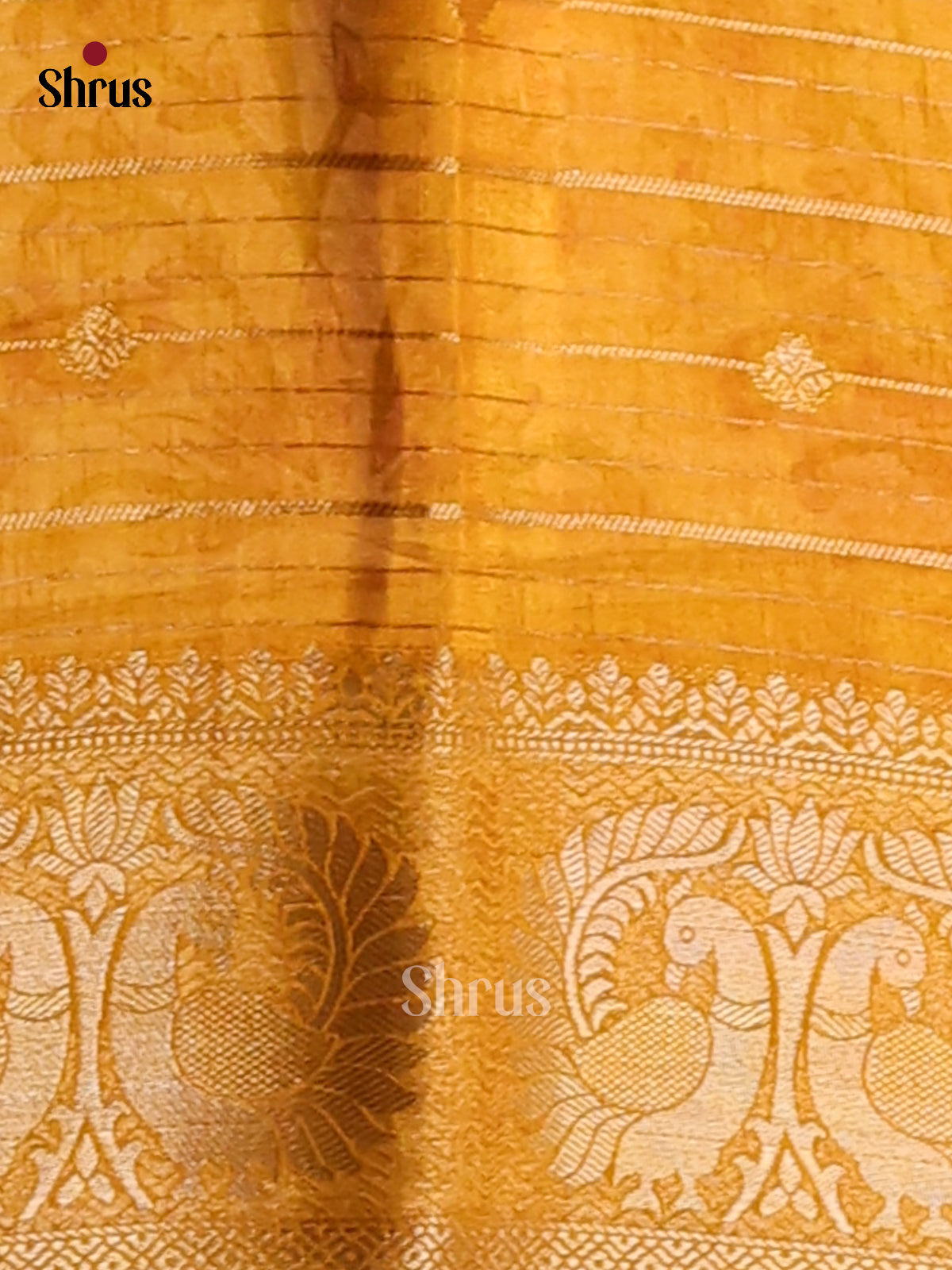 Mustard & Cream - Semi Mysoresilk Saree - Shop on Shrus.com