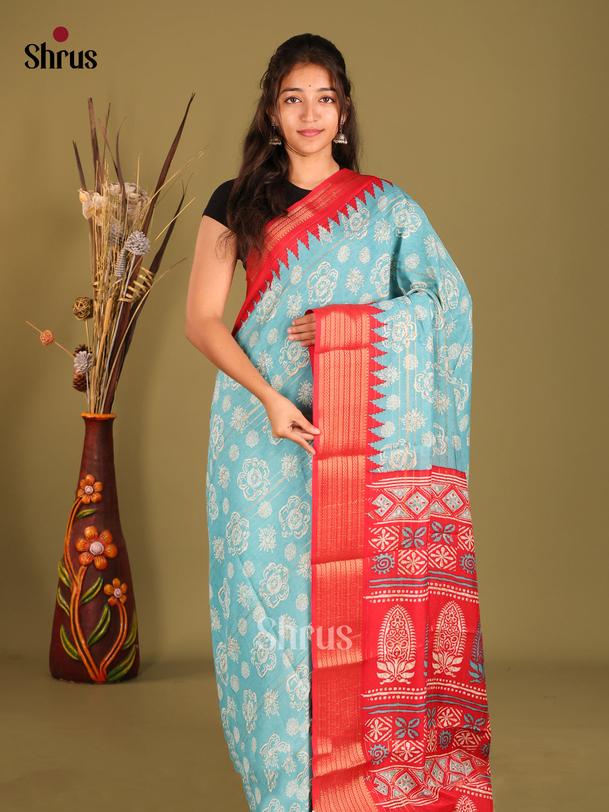 DFS09133 - Semi Mysoresilk Saree - Shop on Shrus.com