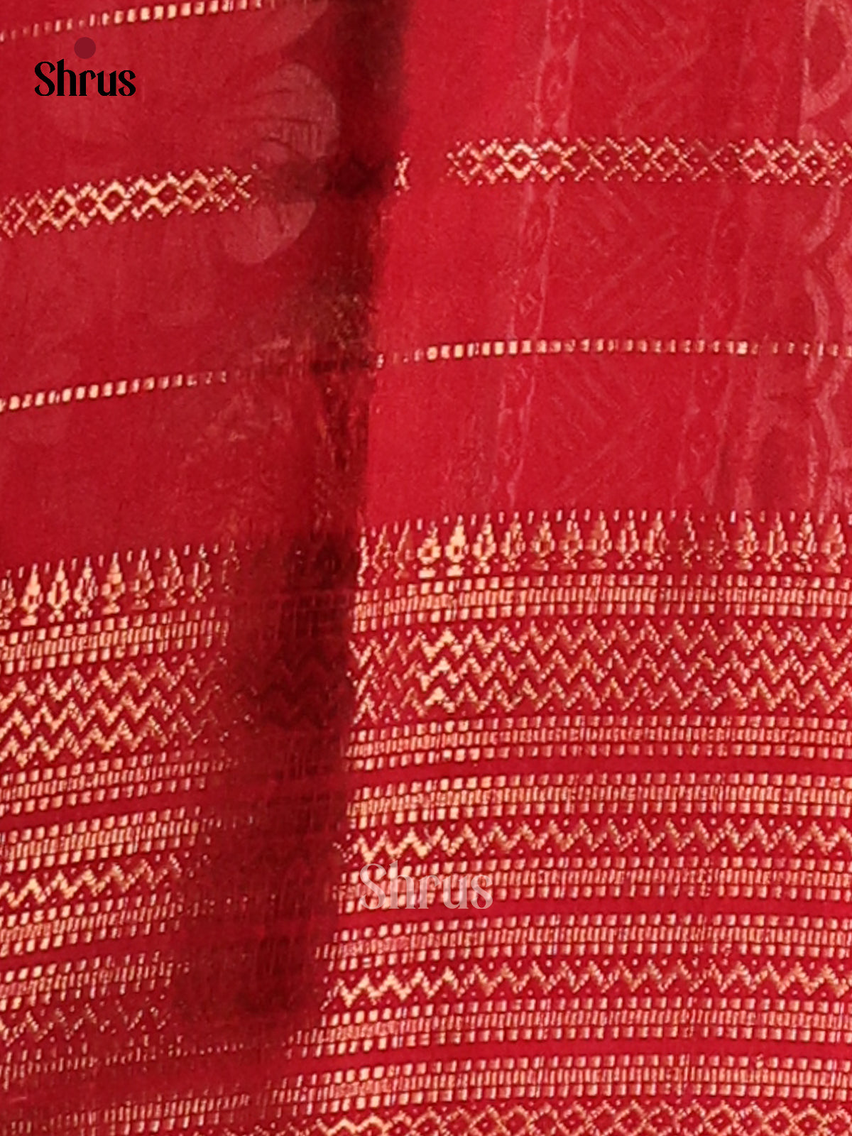 Green & Red - Semi Mysoresilk Saree
